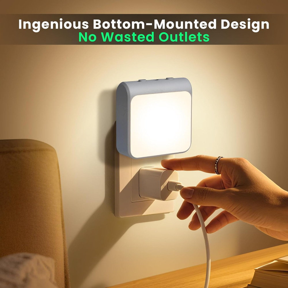 6-Pack Dimmable LED Night Lights Plug into Wall with Dusk to Dawn Sensor, 2 Colo