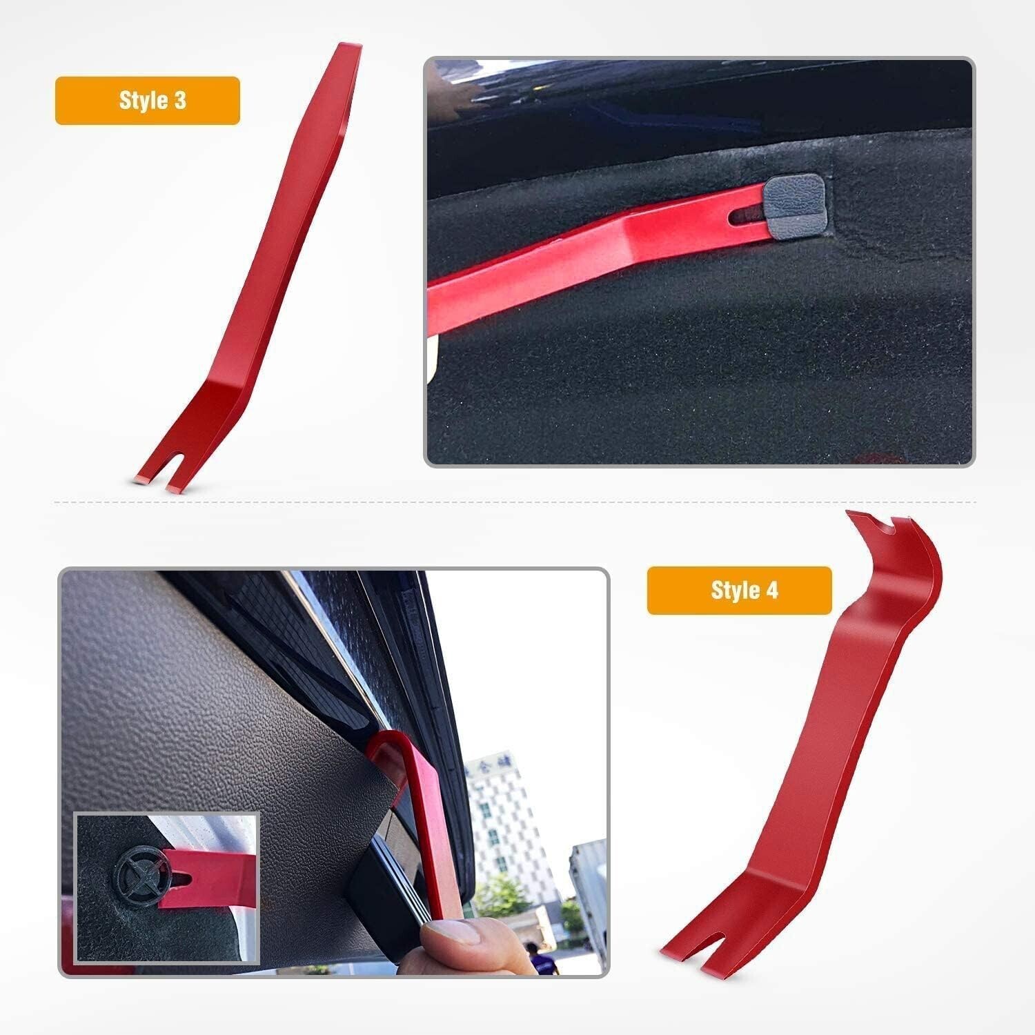 Plastic Trim REMOVAL Pry Tool fits Car Radio Panel Door Dash Clip Fastener RED