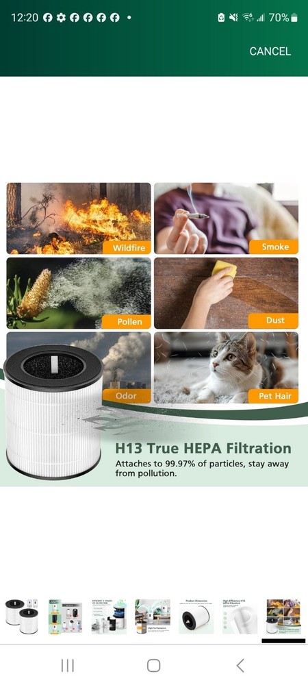 B-D02L Air Purifier Replacement Filter, Compatible with MOOKA and KOIOS...