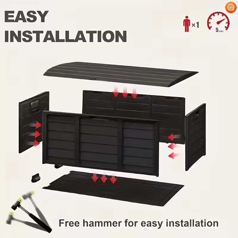 75 Gallon Outdoor Deck Storage Box Lockable Heavy Duty Plastic Garden Box