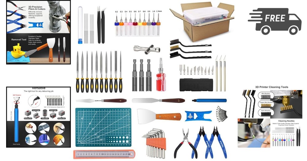 3D Printer Tool Kit with Case Deburring Nozzle Cleaning Cutter Wrench Set