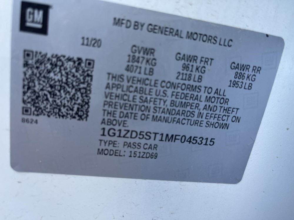 Front View Camera 2021-2025 CHEVY MALIBU Low Speed Collision Avoidance 1001439