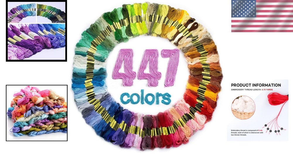 Rainbow Embroidery Thread Floss Set