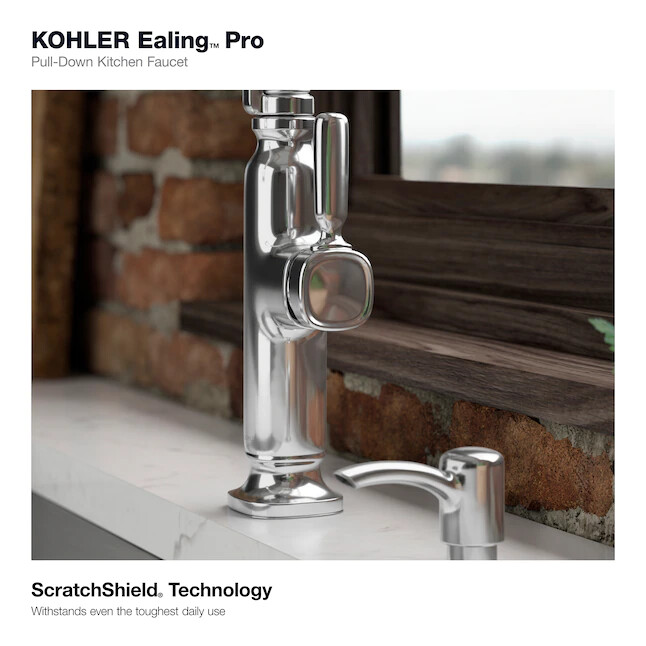 KOHLER Ealing Chrome Single Handle High-arc Kitchen Faucet w/Sprayer Function