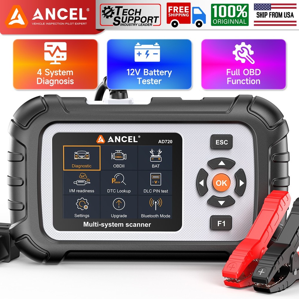 ANCEL AD720 Fit For Dodge OBD2 Scanner 4 System Diagnostic Tool Code Reader
