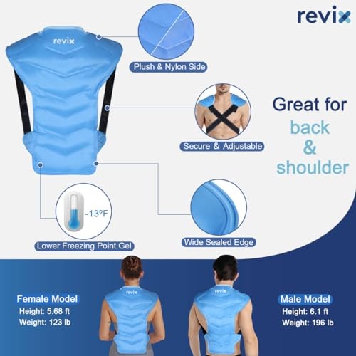 Large Ice Pack for Shoulder and Back with Straps, Reusable Full Back Ice Blue