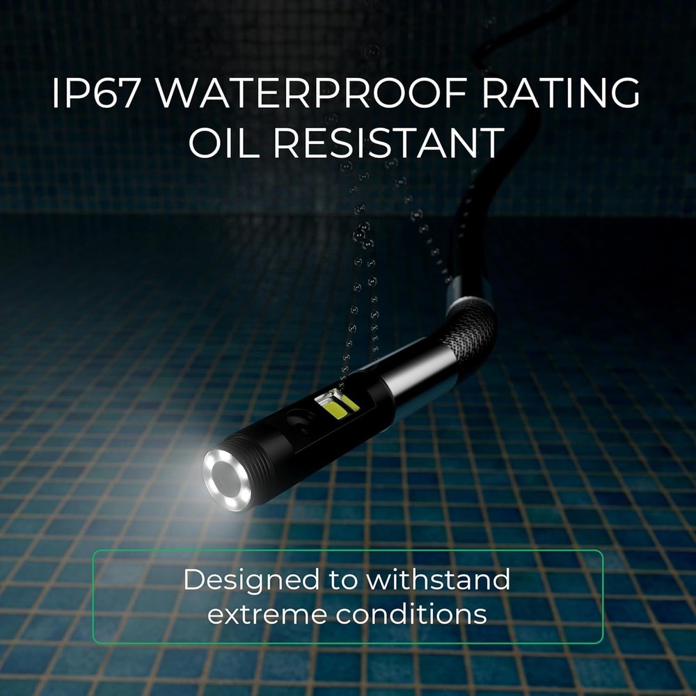 5ft Flexible Endoscope with Motion Sensor Headlamp & Dual Lens - Waterproof