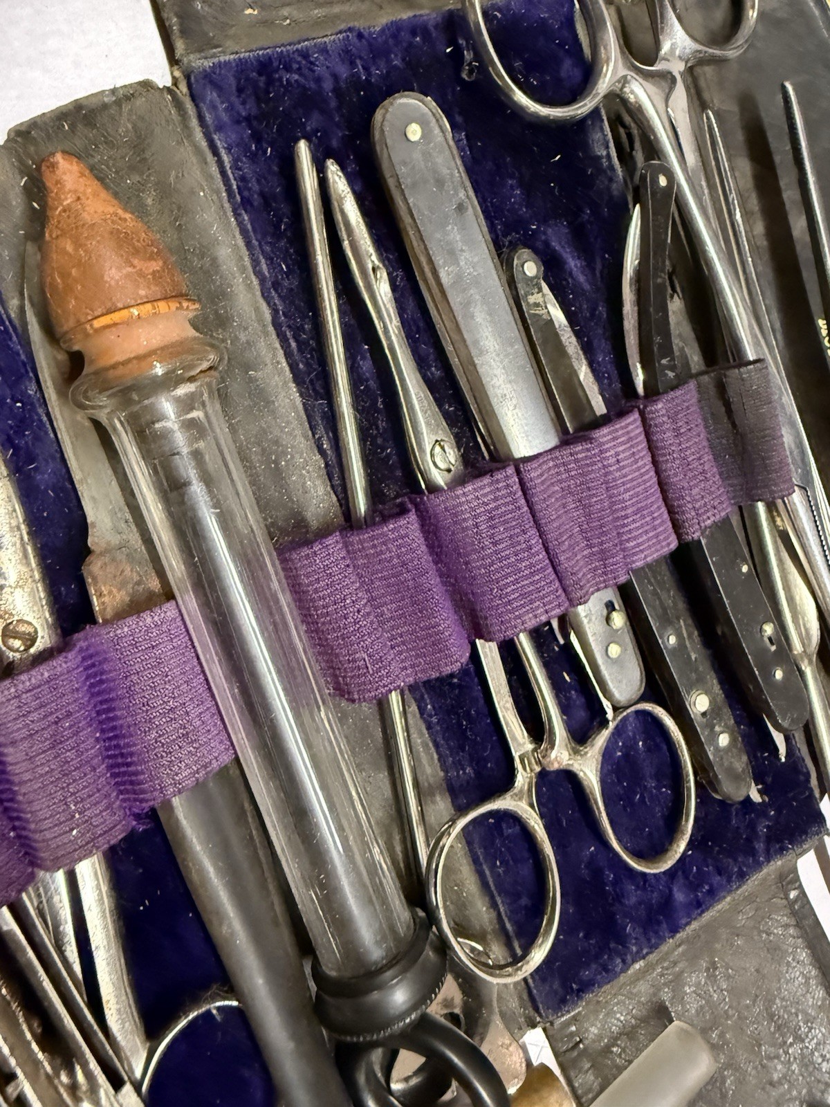 19c.medical Surgeon Surgical Case Set Lancets Instruments Ebony Bistoury,scalpel