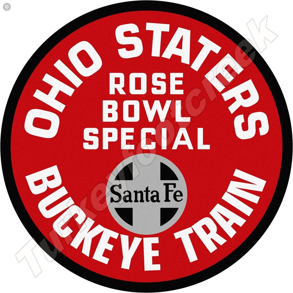 Santa Fe Ohio Staters Buckeye Train 11.75" Round Metal Sign