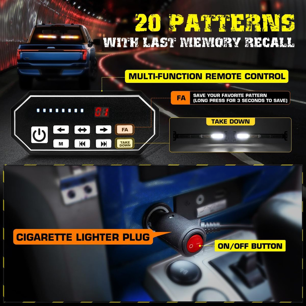 2X17.7 Traffic Advisor Light Bar W/Digital Display Controller Windshield LED Eme