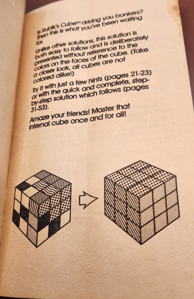 Vintage 1981 Simple Solution to Rubik's Cube Book + 3x3 Puzzle Cube Bundle