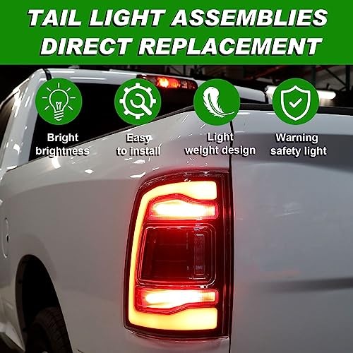 LED Tail Lights Assembly Without Blind Spot Compatible with Ram 1500 Left Side