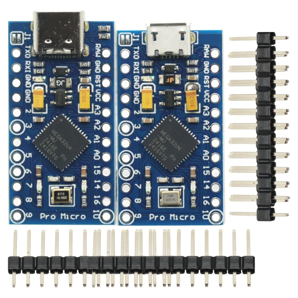 2 Pack Development Board for Micro/Type-C USB ATMEGA32U4 Module 5V 16MHz Deve...