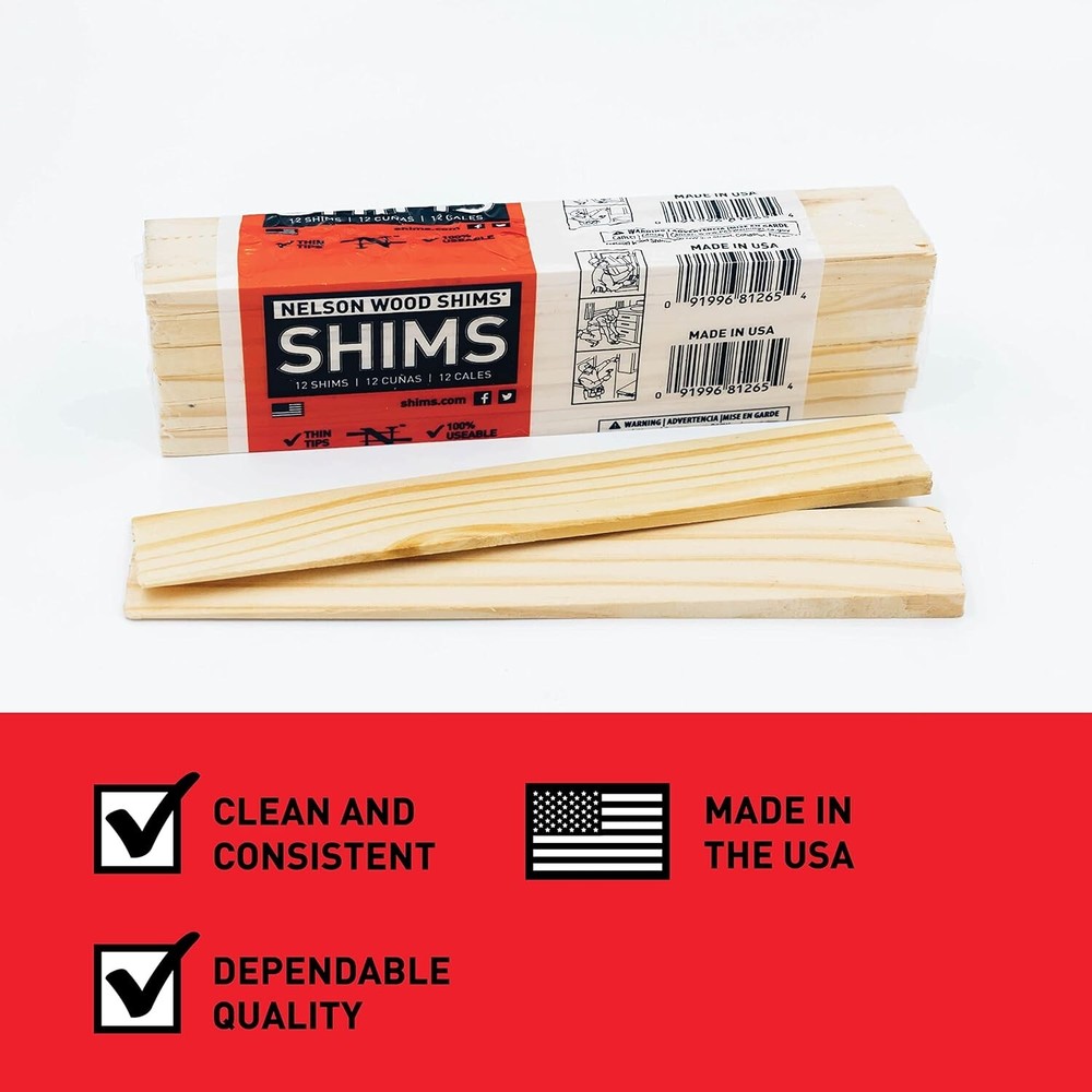 Versatile 8-Inch Natural Wood Shims with Thin Tips for Precision Adjustments