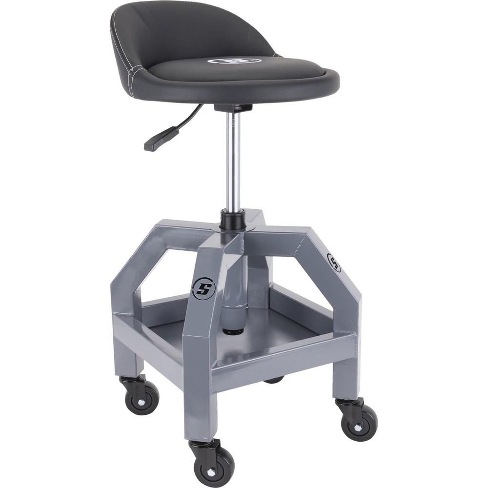 Heavy Duty Adjustable Height Rolling Shop Stool With Tool Tray