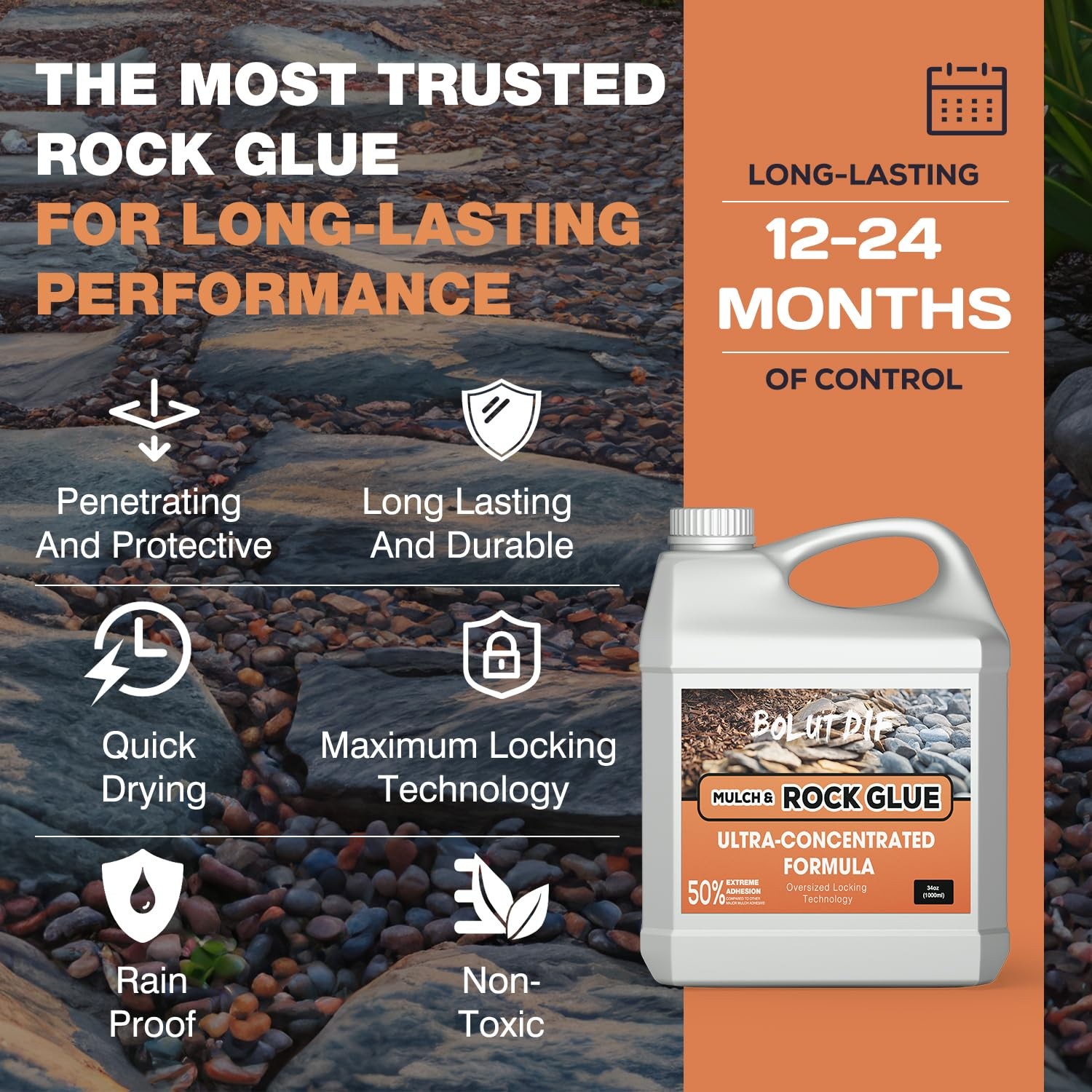 34 OZ Mulch Glue for Landscaping, Rock Glue for Landscaping and Stabilizing M...