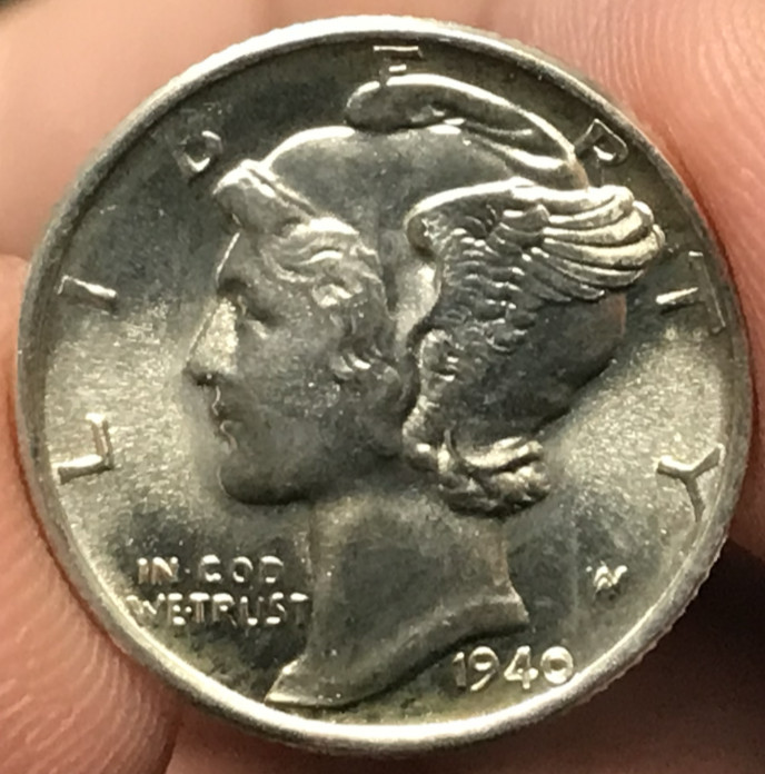 1940 10C Silver Mercury Dime Uncirculated