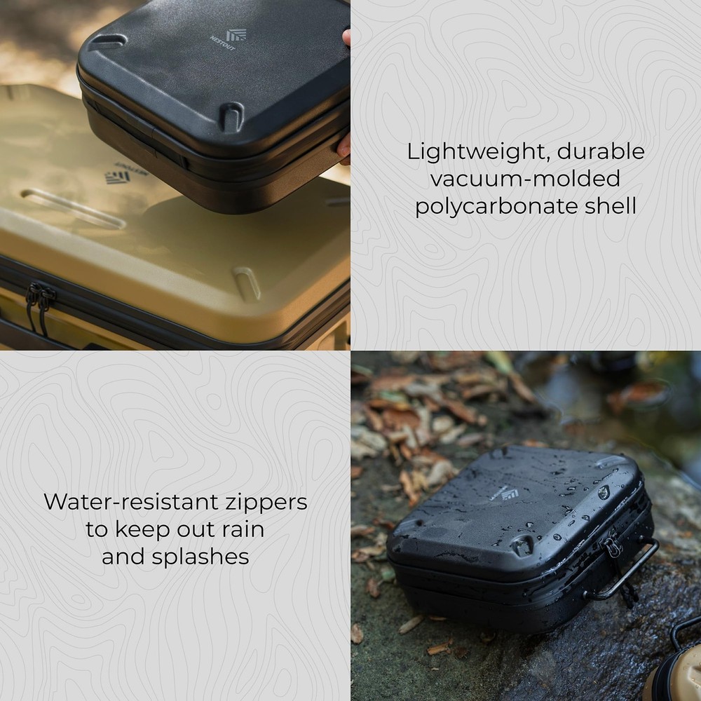 ELECOM NESTOUT Gear Storage Case, Lightweight Hard Shell, Small, Beige