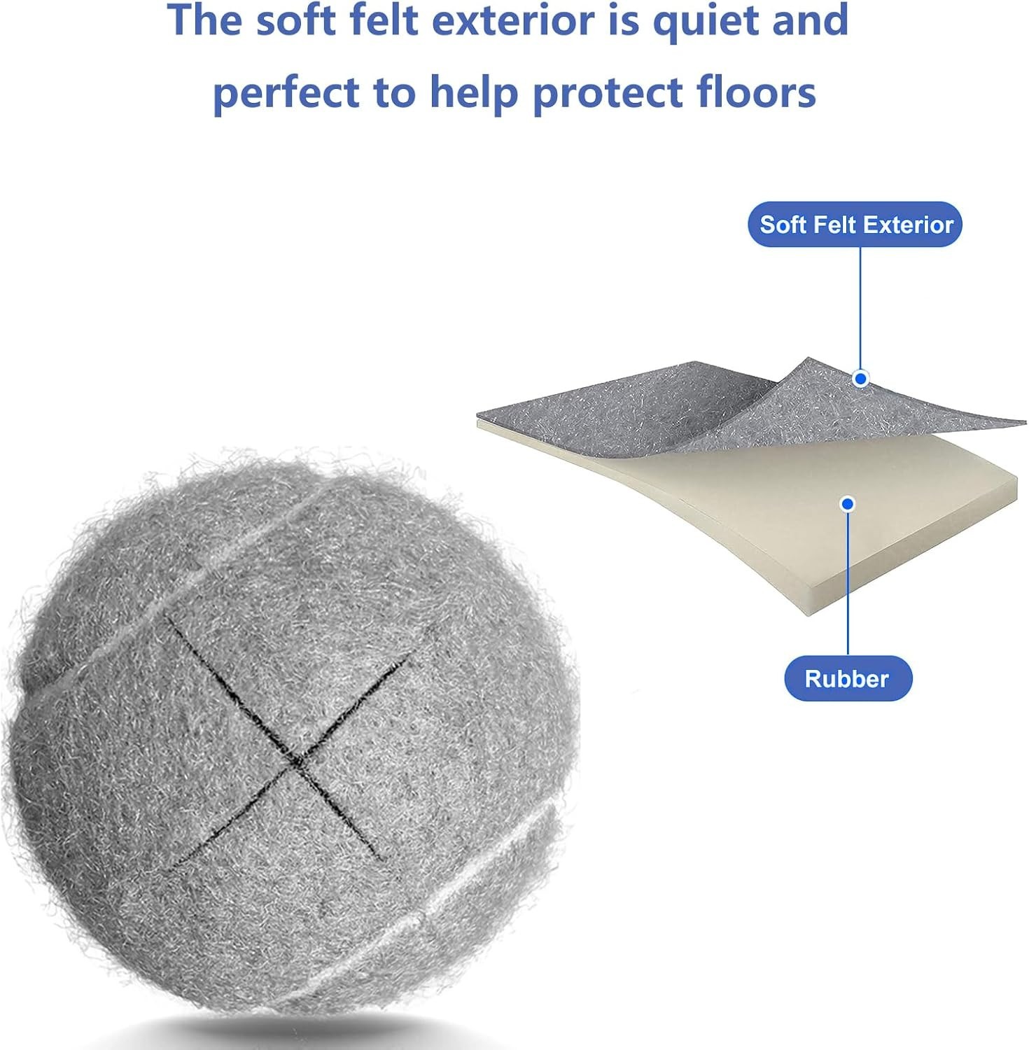 Precut Tennis Balls for Walkers, 4 PCS Heavy Duty Long Lasting - Gray