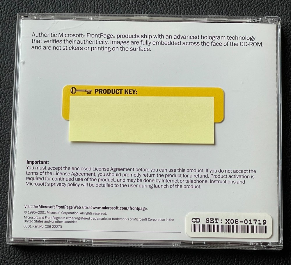 Microsoft FrontPage Version 2002 Web Site Creation & Management Solution CD-ROM