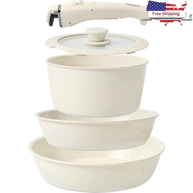 360° Ceramic Nonstick Cookware Space Saving Stackable Design Universal Handle US