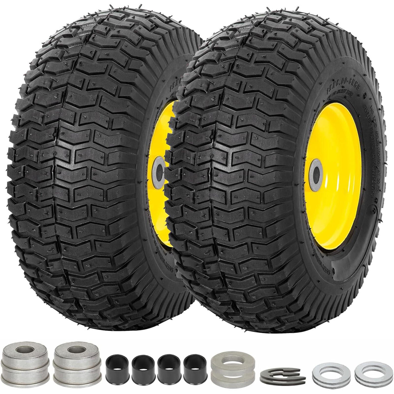 WEIZE 15x6.00-6 4Ply Lawn Mower Front Tires and Wheel For John Deere Set Of 2