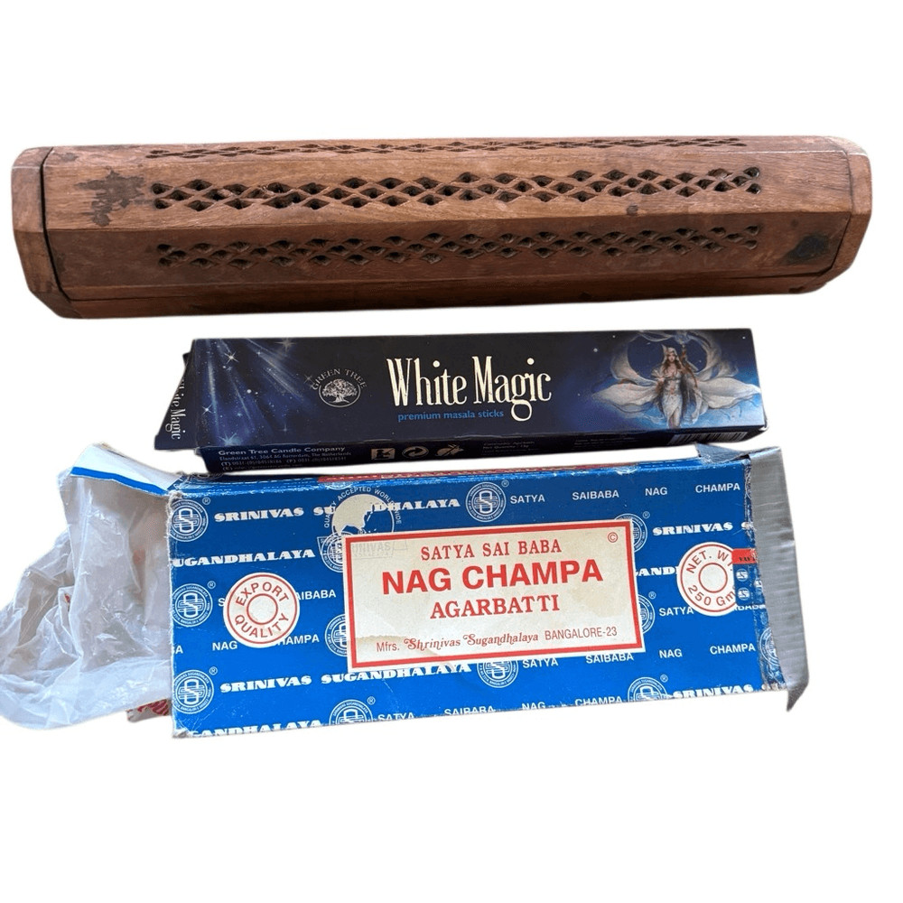 Wooden Box Incense Burner With Storage