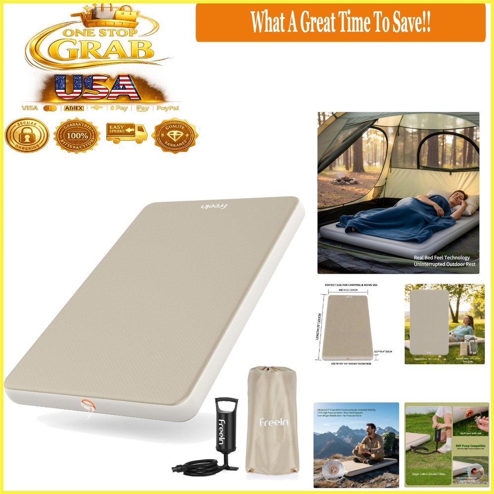 Inflatable Camping Sleeping Pad 4 Inch Support Waterproof Portable Bed