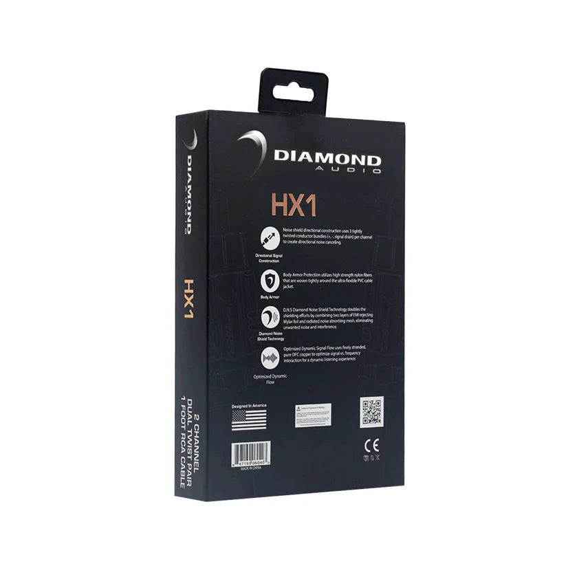 Diamond Audio HX1 1Ft Two Channel RCA Cable