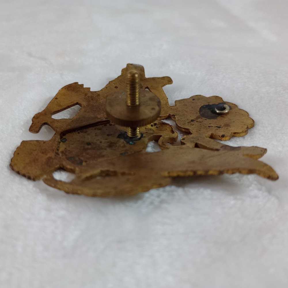 WWII U.S. Army Officer Hat Cap Insignia Solid Brass Screw Back Eagle - Original