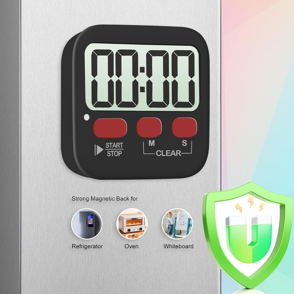 2 Pack Digital Timer for Kids, Magnetic Countdown Kitchen Timers for Cooking,...