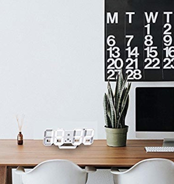 Amisofia 3D LED Digital Alarm Clock Multi-Function Electronic Wall Alarm Clock