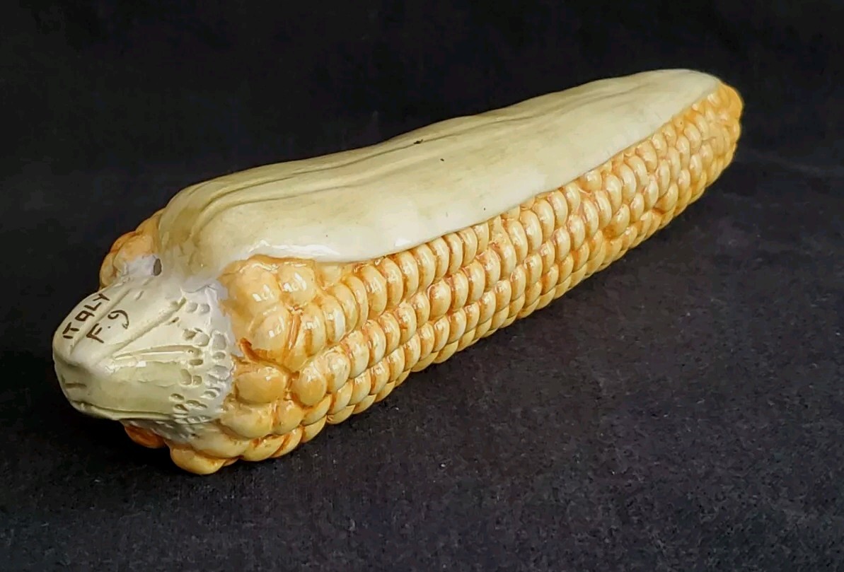 VTG MCM Signed ZACCAGNINI Majolica Italy Ceramic Sculpture Ear of Corn 10"
