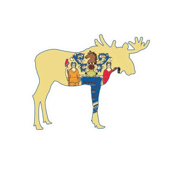 New Jersey Moose Shaped Flag Sticker Decal
