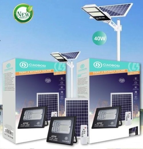 LED Spotlight 40-60-400-600W Solar Panel Twilight Sensor Hello Bosi