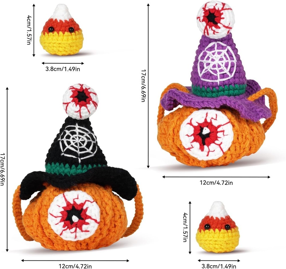 All-in-One Beginner Crochet Kit: Pumpkin Candy Bag with Video Tutorials - Per...