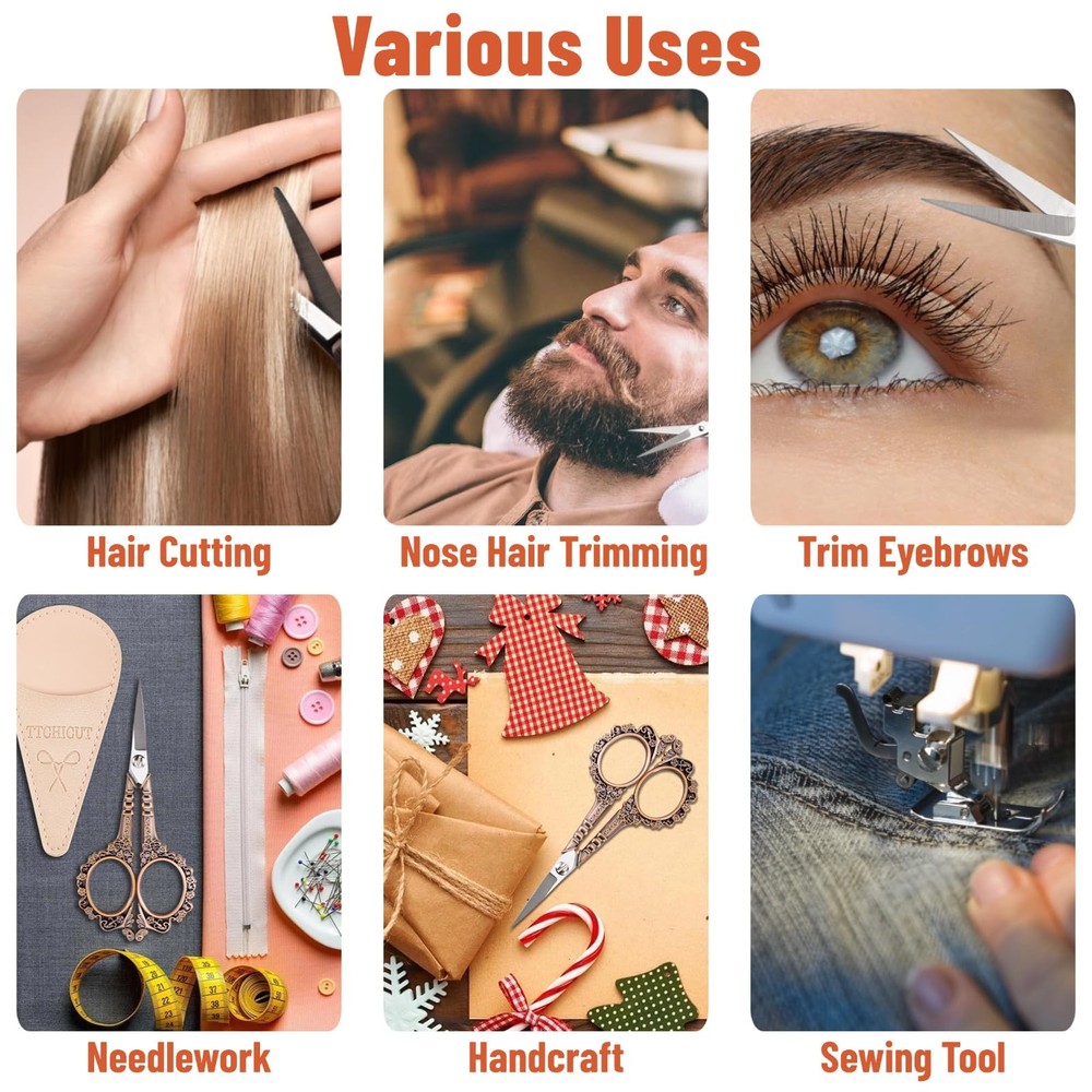 Copper All Purpose Scissors Sharp Sewing Embroidery With Sheath Office