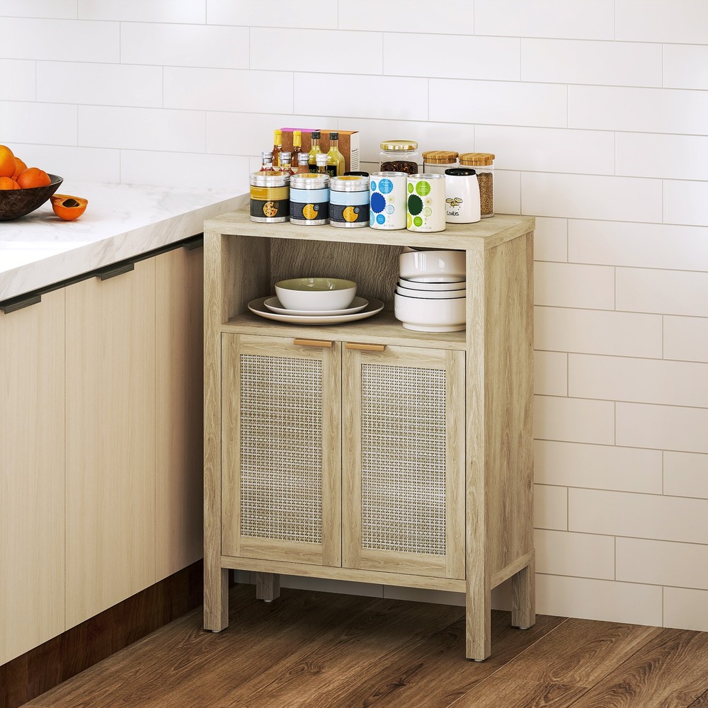 Sideboard Buffet Cabinet, Accent Cabinet with Adjustable Shelf Natural