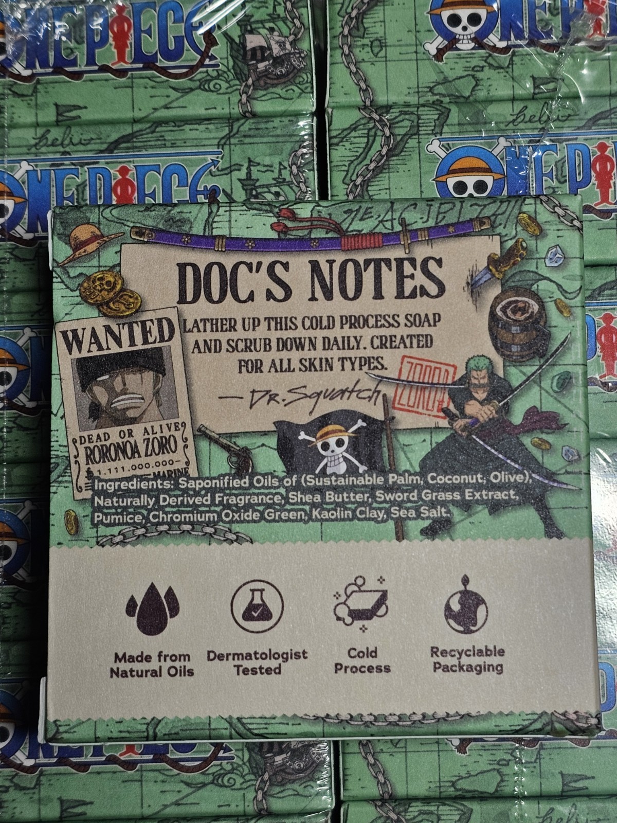 Dr. Squatch Three Sword Surge One Piece Zorro Ltd Ed Bar Soap Bricc Medium Grit