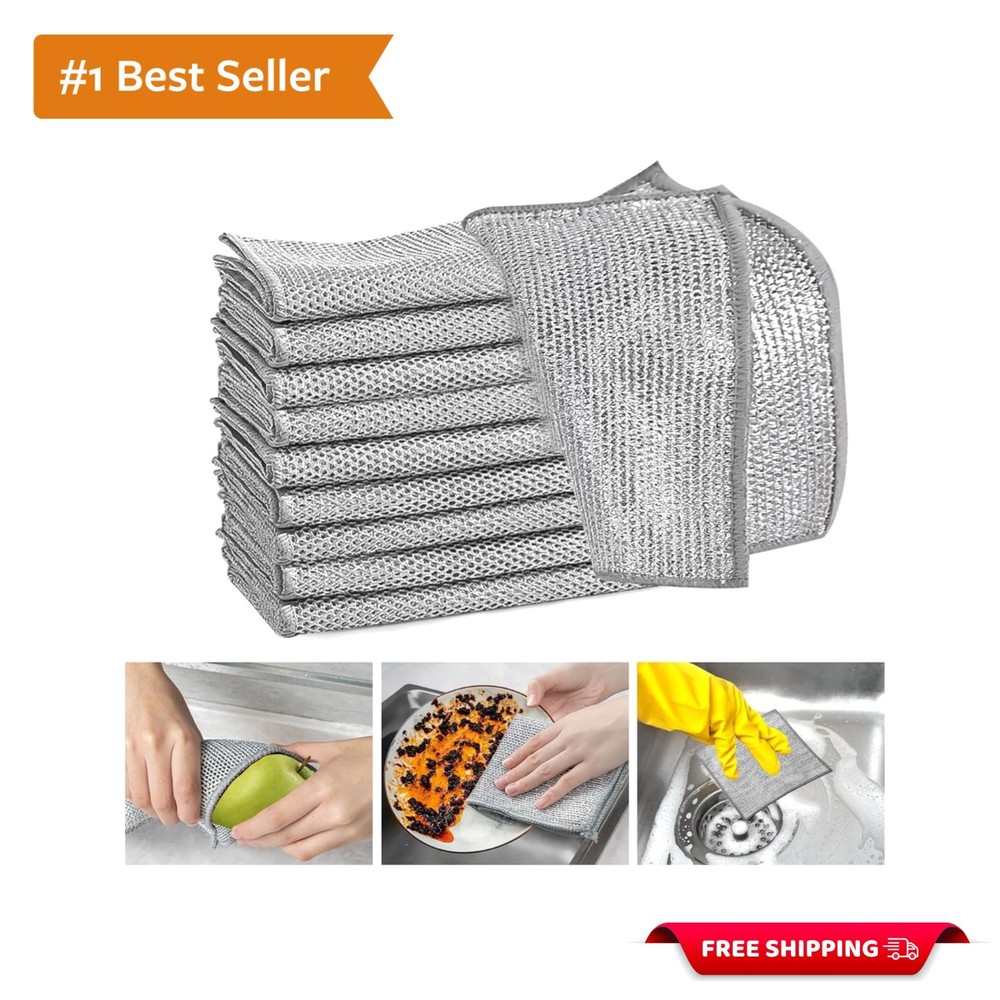 10 Pcs Non-Scratch Wire Dishwashing Rags - Elegant & Practical Kitchen Solution