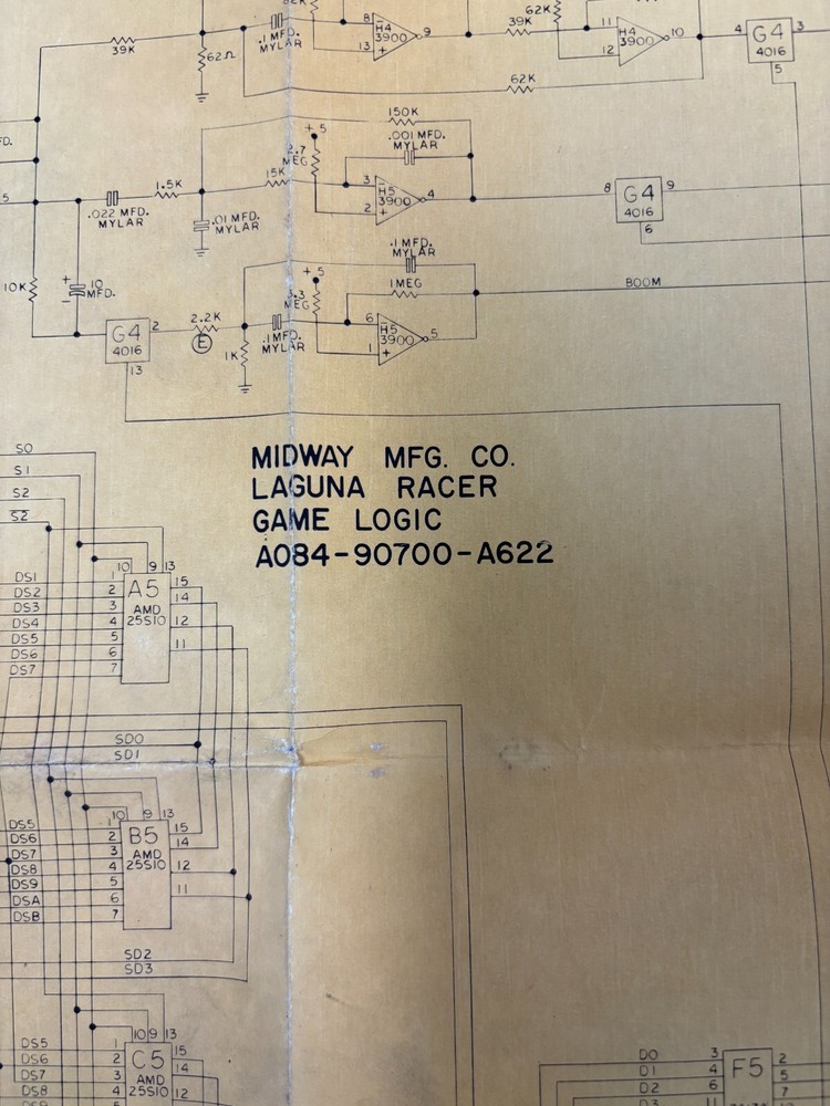 ORIGINAL-MIDWAY MFG-LAGUNA RACER-ARCADE-SCHEMATICS
