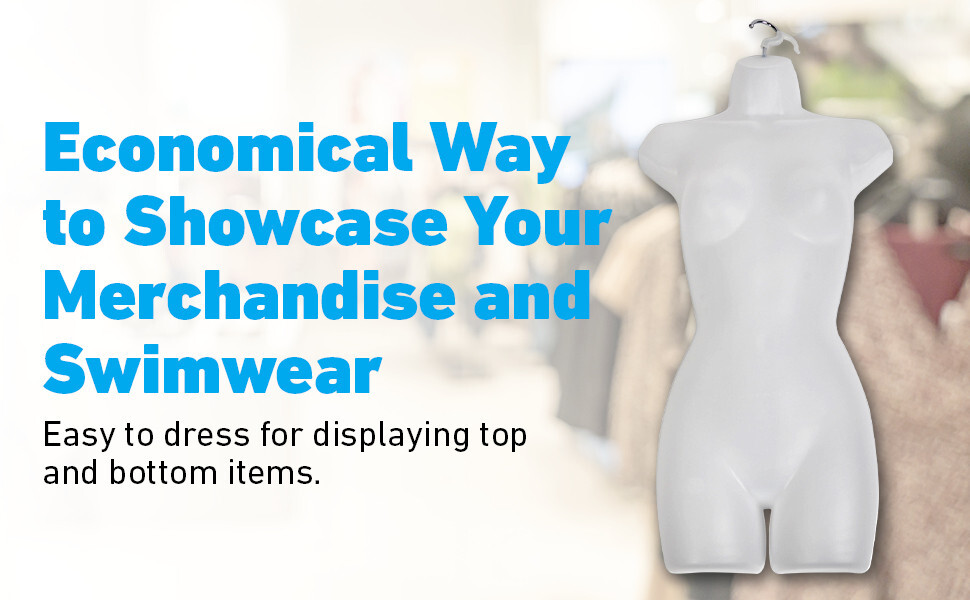 Clothing Form Hanging Female Display Torso Fits 5 to 10 Mannequin White Hollow