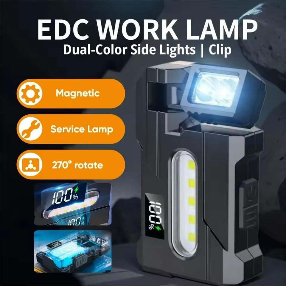 EDC Flashlight Rechargeable, Mini EDC Flashlight with 270° Rotable Lamp Head, 50