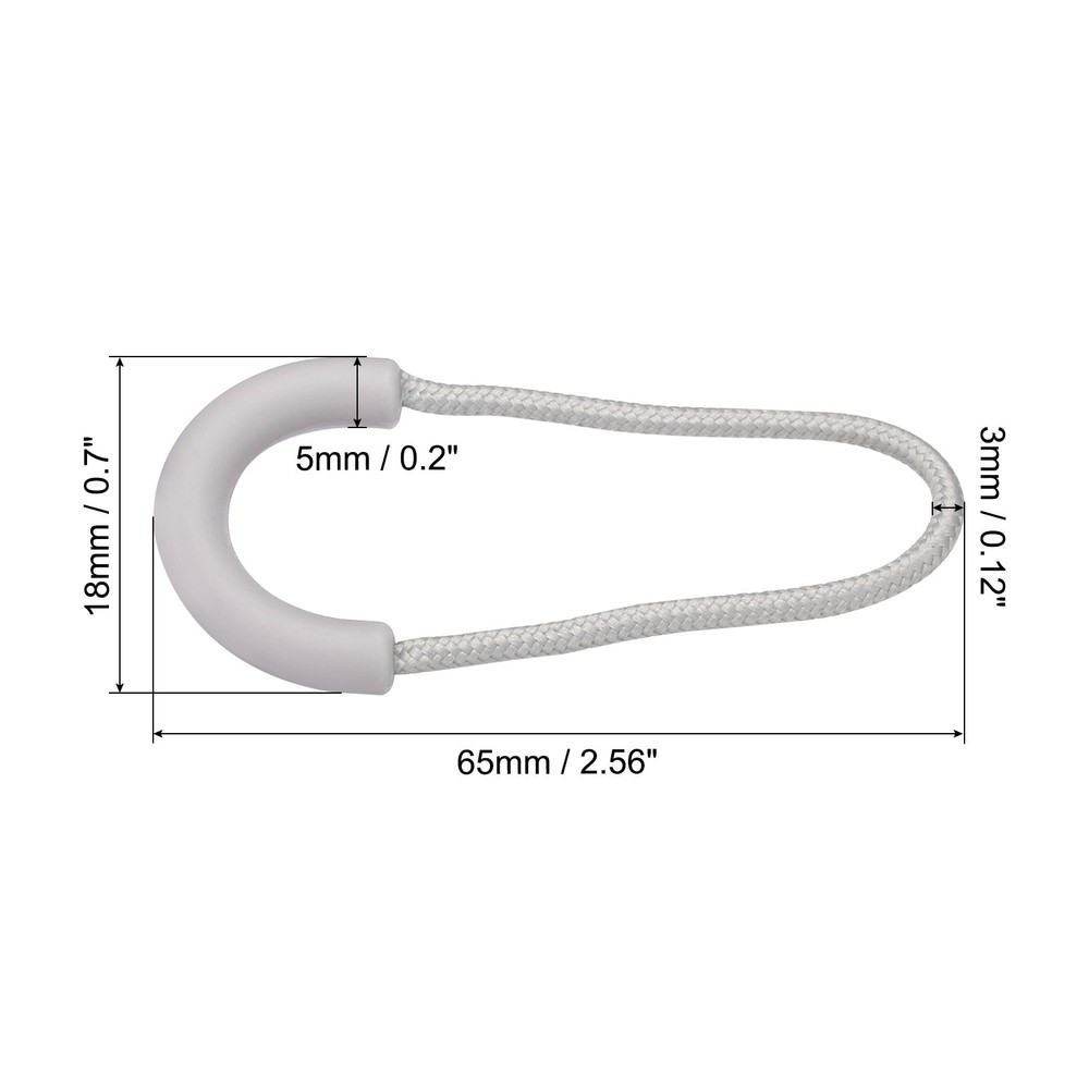 15pcs Zipper Pulls Replacement Extension Cord Handle U Tab Tag Extender Grey