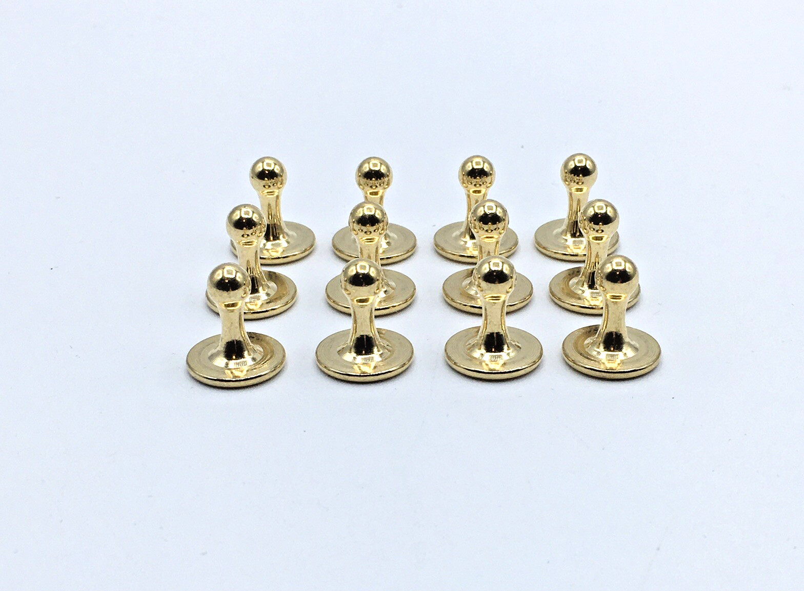 Gold Tone Shirt Collar Large Ball Studs Formal Ware Tuxedo Cleric Clergy NOS