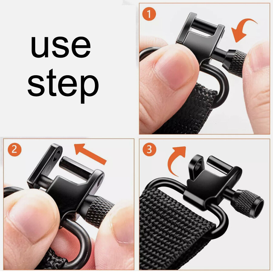 Full Black 2 Point Rifle Gun Sling with Swivels & Neoprene Shoulder Padded Strap