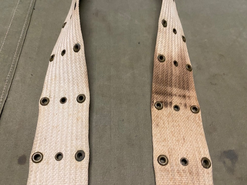 ORIGINAL WWII US ARMY MP MILITARY POLICE EQUIPMENT .45 PISTOL AMMO BELT-WHITE