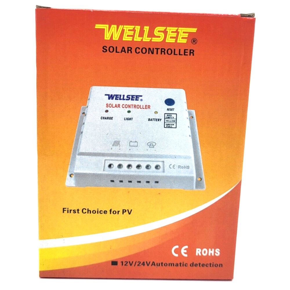 WELLSEE Solar Charge Controller 10 Amp 12V/24V Automatic Detection NOS EE