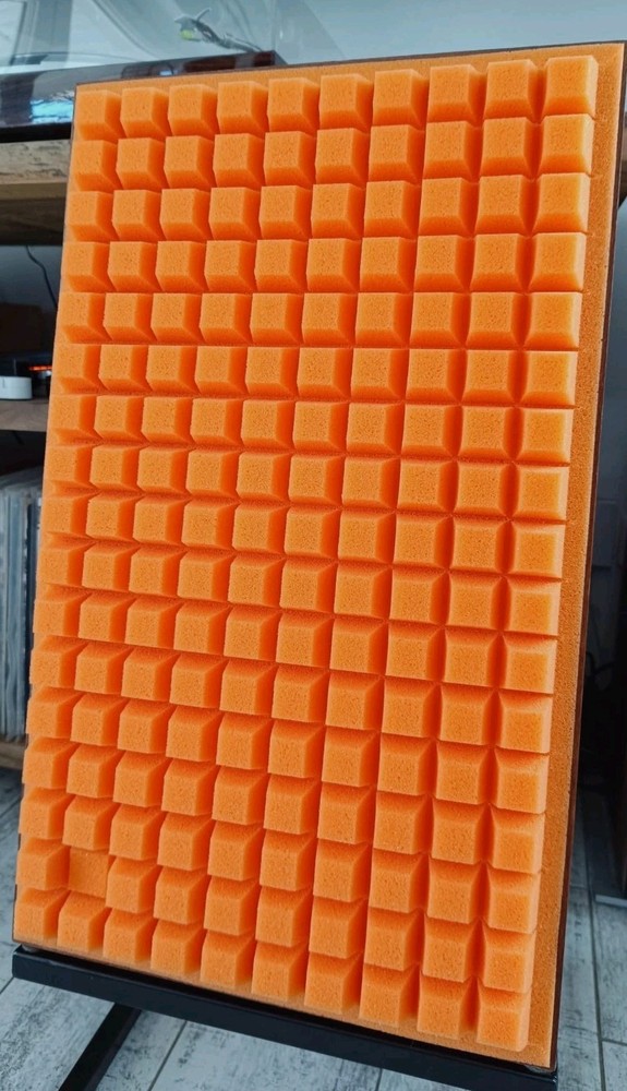 COMPLETE SET - JBL L100 ORANGE Quadrex Foam Inserts - Walnut Frames - Logo