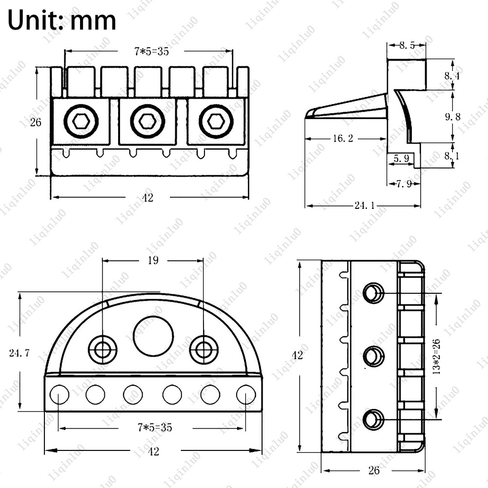 6-String 42mm Guitar Locking Nut String Lock For Headless Electric Guitar- Black